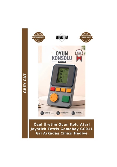 Özel Üretim Oyun Kolu Atari Joystick Tetris Gameboy Gc011 Gri Arkadaş Cihazı Hediye