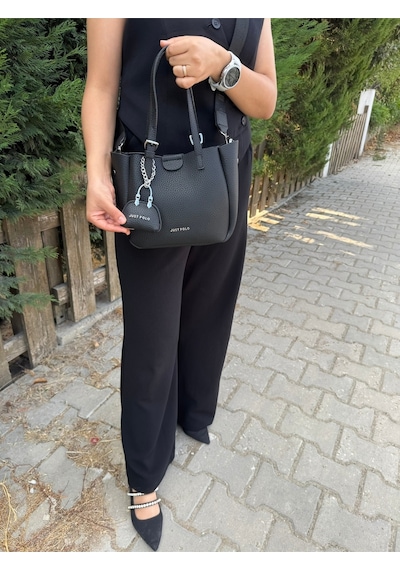 Just Polo Kadın Yeni Sezon 3 Bölmeli Yumuşak Deri Lüks Ve Şık Dokunuş El & Omuz Çantası Shoulder Bag Siyah