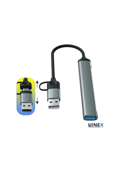 Aırsky Winex 5in1 UsbA Type-C To UsbA 3.01, TF, SD Çoklayıcı Hub Adaptör
