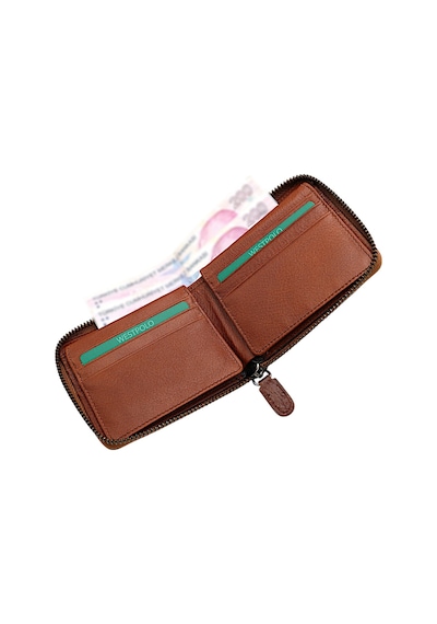 Westpolo Lion Unisex Kağıt Para Ve Bozuk Para Bölmeli Hakiki Deri Cüzdan Kartlık - Taba Taba