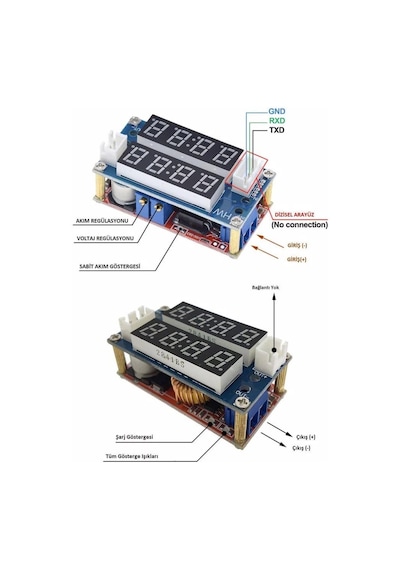 Xl4015 5a Cc-cv Volt-amper Ayarlı Çift Ekranlı Voltaj Düşürücü Modül