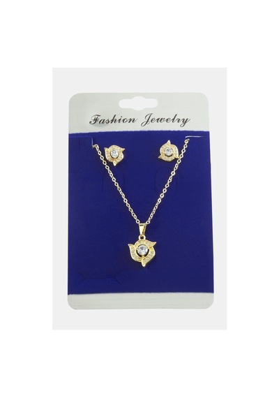 Çiçek Zirkon Taşlı Set Kolye Çok Renkli 46973194