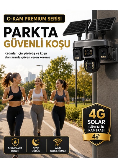 O-kam Ok335set2 12mp 4 Kameralı 4g Çift Solar Panel Gece Görüş 180gb 12ayx15gb Turkcell +32gb Hafıza