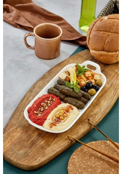 31 Cm Porselen Kulplu Sunum Ve Kahvaltılık Tabağı Beyaz - 757308163 Beyaz