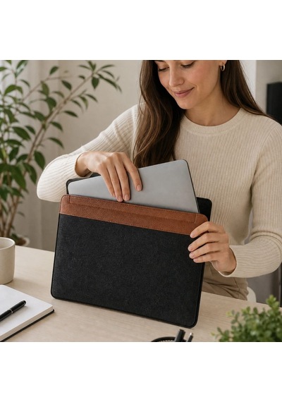 15.6 İnç Mıknatıslı Keçe Laptop Ve Evrak Çantası, Notebook Bilgisayar Ve Dosya Taşıma Çantası 5705 Diğer