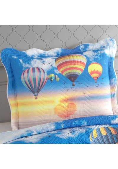 Balloon Baskılı Kapitoneli Tek Kişilik Yatak Örtüsü Çok Renkli