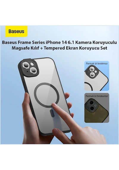 Baseus Frame Series İphone 14 6.1 Kamera Koruyuculu Magsafe Kılıf + Tempered Ekran Koruyucu Set- 5775