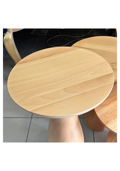 Ahşap 3 Lü Set Fitilli Mantar Yan Sehpa Modern Fiskos / Çiçeklik