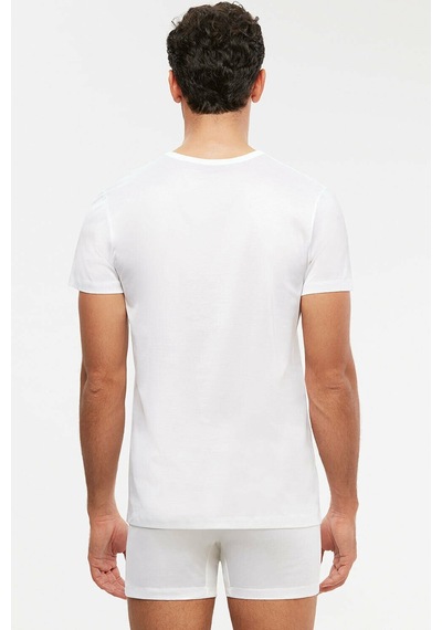 Kom Elite Merserize V Yaka T-shirt Beyaz