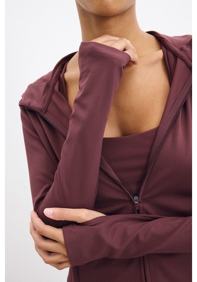 Defacto Sıcak Tutan Slım Fıt Kapüşonlu İçi Yumuşak Tüylü Fermuarlı Uzun Kollu Sporcu Sweatshirt Hırka H5289ax26aubr93 Bordo-br93