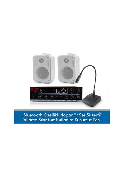 Cafe Ve Ofisler İçin Hazır Ses Paketi: 2'li Duvar Hoparlör Mikrofon Ve Bluetooth Amfi Ses Sistemi