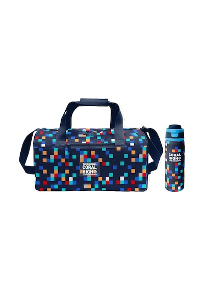 Coral High Lacivert Çok Renli Geometrik Desenler Erkek Çocuk Spor Çantası Ve 800 Ml Çelik Matara Seti 27550