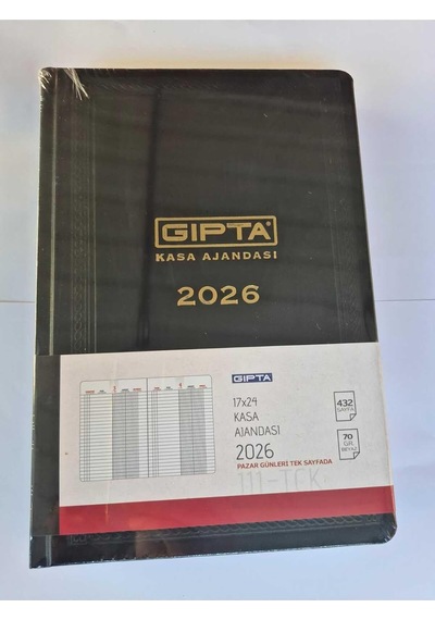 Gıpta Ajanda 2026 17x24 Cm Ticari Kasa Ajandası, 432 Sayfa, Siyah