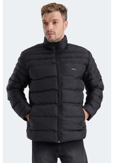 Slazenger Horızon I Erkek Dik Yaka Fermuarlı Siyah Mont & Kaban Siyah