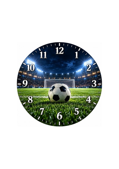 Futbol Temalı Duvar Saati 45 Cm Futbolcu Futbol Sahası Spor Kulübü Uv Baskı Sessiz Akar Mekanizma 944