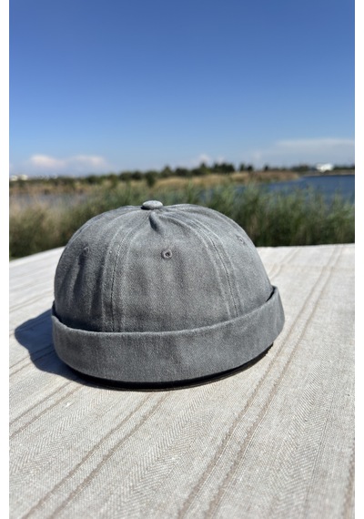 Mollycrush Siperliksiz Docker Şapka Vintage Retro Giyim Gri Erkek Yıkamalı Gri