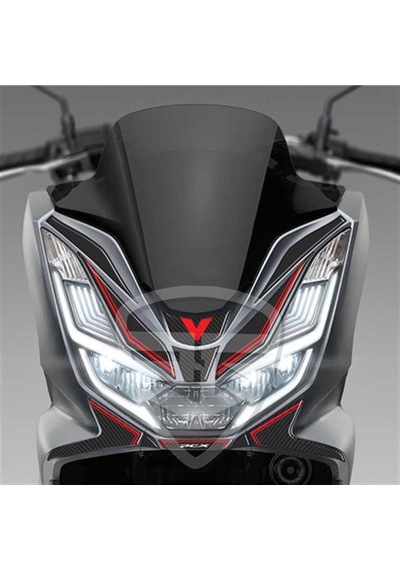 Pcx 125 2021 Karbon Desen Kırmızı Far Üstü ve Bıyık Pad