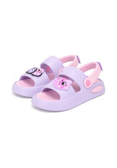 Wordex Twg 4505 Süs Detaylı Çocuk Park Bahçe Plaj Sahil Yazlık Sandalet Terlik Lila - Pembe