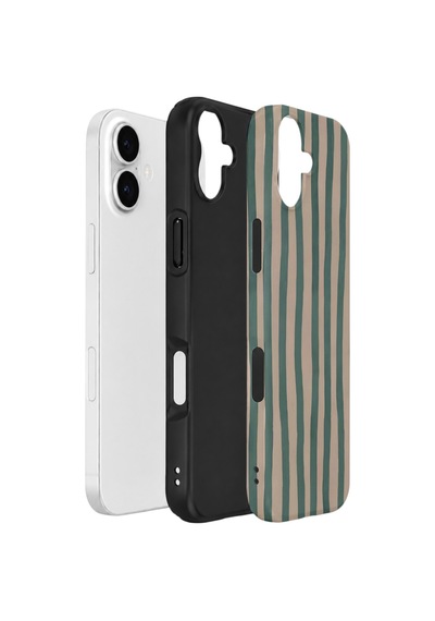 Apple iPhone Uyumlu 17 Vorian Çift Katmanlı Kılıf Sage Riviera Stripe