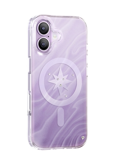 İphone 17 Kılıf M-safe Özellikli l Swarovski Taşlı Zore Paris Rovix Sert Pc Kapak Açık Mor