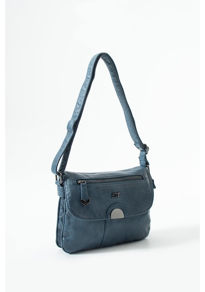 571 Collections Yıkanmış Deri Çapraz Omuz Kol Çantası Mavi Model: 571-12x