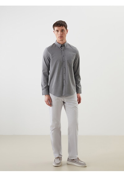 Lcwaıkıkı Classic Gri Regular Fit Armürlü Cepli Erkek Gömlek