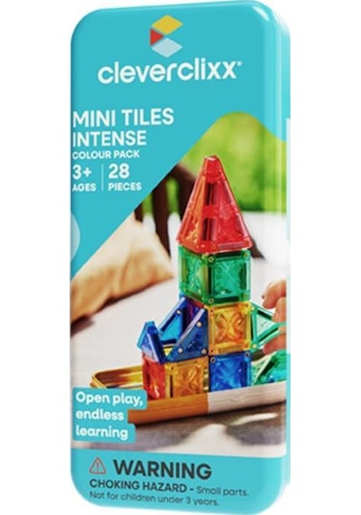 Cleverclixx Mini Tiles Travel Pack Seyahat Seti Manyetik Bloklar, Intense 28 Parça