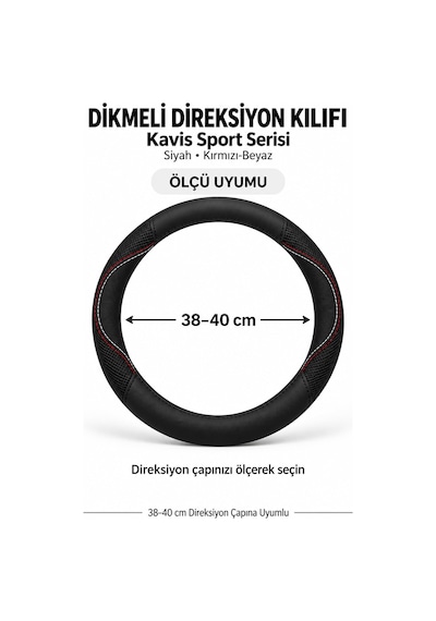 Trobus Honda City 2009-2014 Uyumlu Dikmeli Direksiyon Kılıfı Kavis Sport Siyah Kırmızı-beyaz Siyah - Kırmızı-beyaz