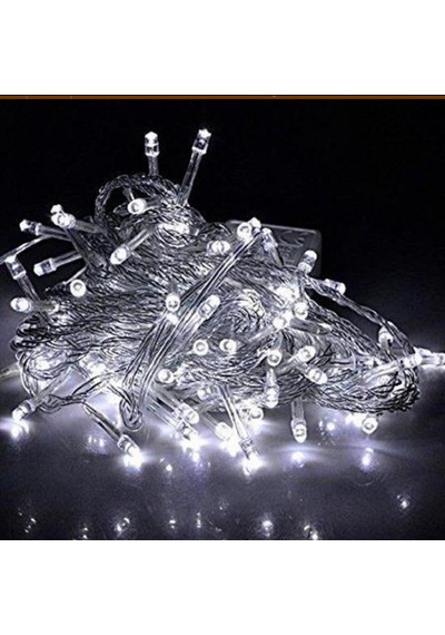 100 Ledli 8 Fonksiyonlu 10 Metre Beyaz Dekoratif Led Aydınlatma Işık 10 Metre