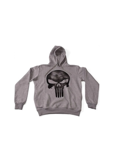 The Punisher Kapüşonlu Sweatshirt Hoodie Gri Çok Renkli