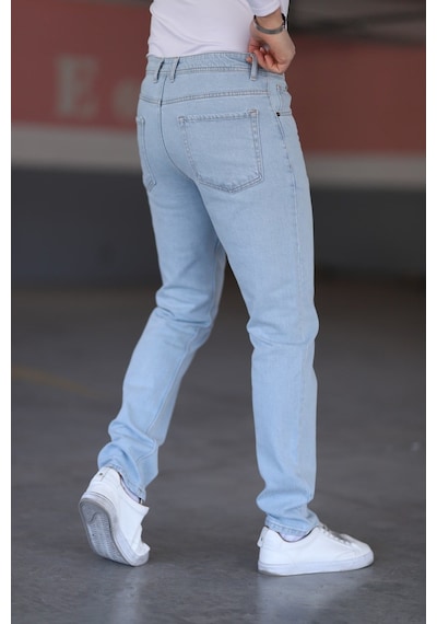 Myrab Denim Siyah Erkek Regular Fit Rahat Kesim Jean Pantolon Buz Mavi