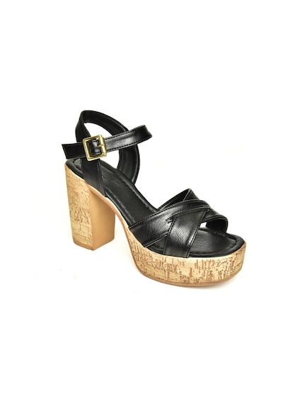 Fox Shoes U996251509 Siyah Platform Kalın Topuklu Kadın Ayakkabı Siyah
