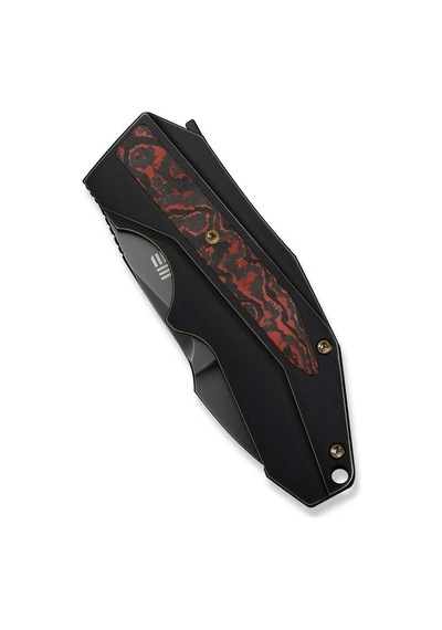 We Knife Coral Slt Flipper Knife Titanium & Fatcarbon Fiber Black Lava Flow Handle Kamp Çakı Çok Renkli