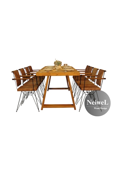 Neiwel Siam Doğal Ahşap Mutfak Ve Yemek Masası-80-260 Açık Ceviz
