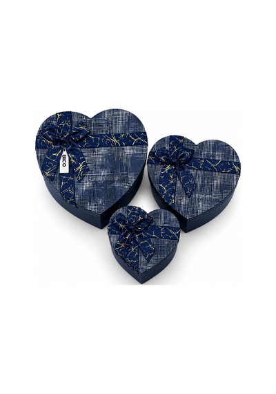 3pcs Çizgili Mix Renkli - Kabartma Desen Karton Hediye Kutusu Kurdelalı 22x20-19x17-16x14cm 5705 Çok Renkli