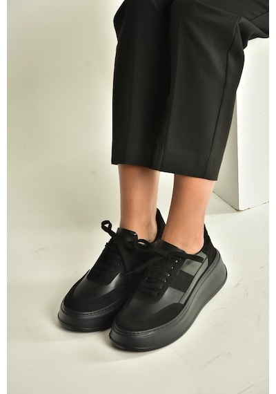 Fox Shoes V274949109 Siyah Kalın Tabanlı Spor Ayakkabı Sneakers Siyah