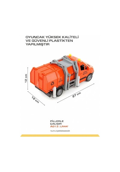 Çöp Kamyonu Oyuncak Seti - Sesli Işıklı Geri Dönüşüm Arabası - 4 Renkli Çöp Kutulu Ve Kartlı - 27 Cm