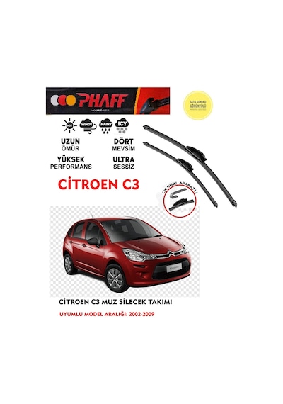 Citroen C3 2004 Model Ön Muz Silecek Takımı Araca Özel Aparat