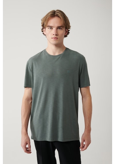 Avva Erkek Haki Soft Touch Bisiklet Yaka Regular Fit T-shirt B001031 Haki