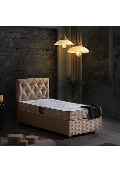 Setaymobilya Baza, Vita Bej Tek Kişilik Baza + Başlık + Comfort Yatak