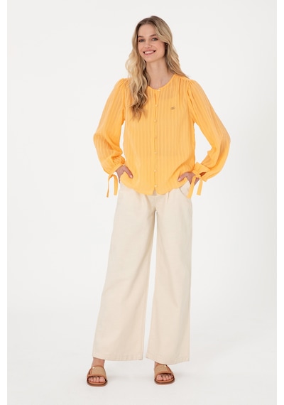 U.S. Polo Assn. Kadın Ekru Loose Fit Kanvas Pantolon 50309133-VR019