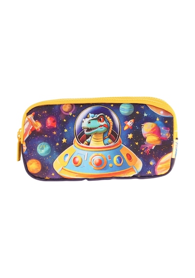 Kaukko Kids Sarı Siyah, Astronot Dinazor, Erkek Çocuk Üç Bölmeli Kalemlik/kalem Çantası - L8273 Sarı - Siyah