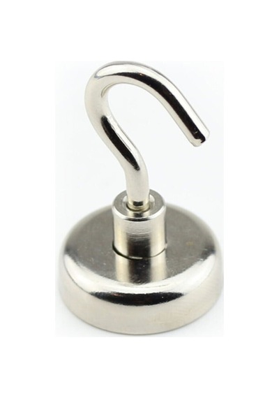 Ay Magnet Çap 25mm Kanca Mıknatıs -Güçlü Neodyum Pot Mıknatıs N35
