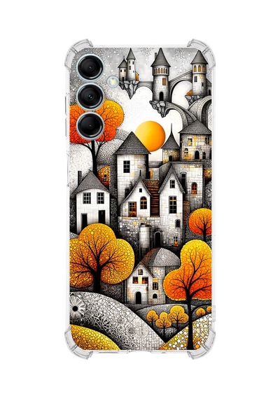 Printify Samsung Galaxy M15 İle Uyumlu Düşlerin Dansı Serisi Göçebe Şatolar Tasarımlı Uv Baskılı Köşe Korumalı Antişok Kılıf Şeffaf