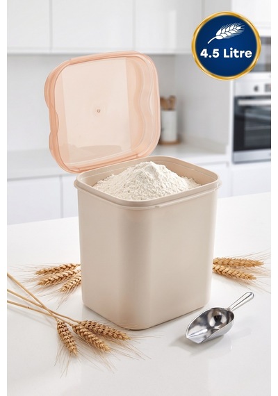 4.5 Litre Un Ve Erzak Saklama Kabı Seti Krem