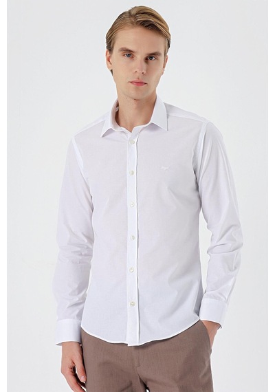 İmza Beyaz Uzun Kol Filafil Desen Filafil Sert Yaka Cepsiz Pamuklu Basic Slim Fit Gömlek 1004245008 Beyaz İmza Beyaz Uzun Kol Filafil Desen Filafil Sert Yaka Cepsiz Pamuklu Basic Slim Fit Gömlek 1004245008 Beyaz