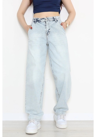 Modi Yan Cep Baggy Kot Pantolon Buzmavi - 32876.2059. Açık  Mavi