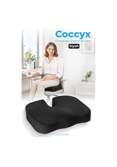 Viscofoam Ortopedik Oturma Minderi Hemeroid Kuyruk Sokumu Coccyx Oturma Minderi Visco Minder Siyah
