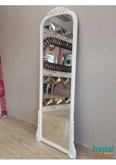 Matmazel Model Beyaz Renk Varaklı Boy Aynası Beyaz