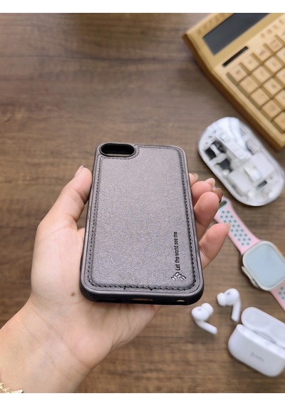 Apple iPhone 7 Uyumlu Premium Deri Dokulu Darbelere Karşı Dayanıklı Nazal Silikon Kılıf Siyah